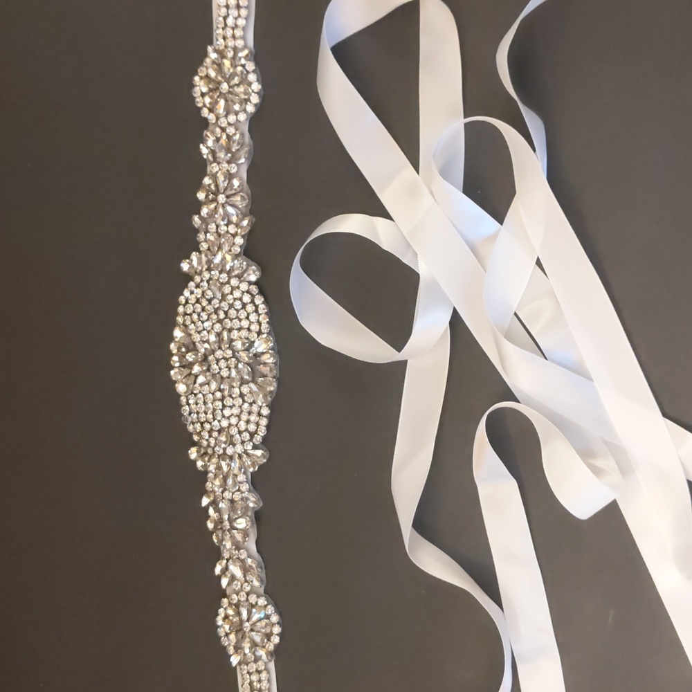 Bridal Belt Crystal Rhinestone Ribbon Bridesmaid Dress Sash 108" long